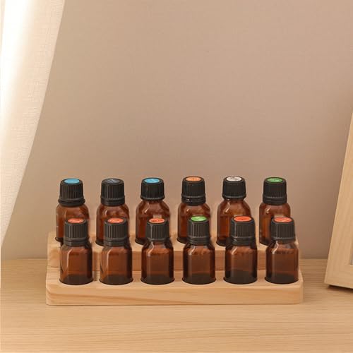 2-Tier Essential Oil Display Stand - Solid Wood Holder for Bottles