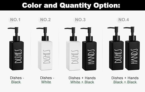 RACOBOT Matte Black Glass Dish Soap Dispenser - Farmhouse Style, 12.3 fl oz
