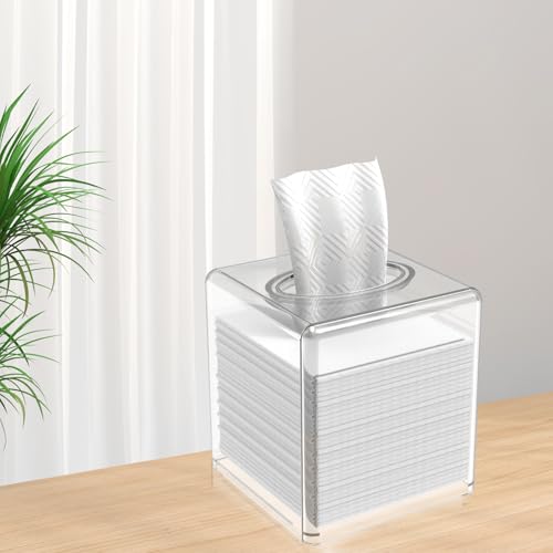 Clear Acrylic Tissue Box Holder 5.1" for Bathroom & Kitchen
