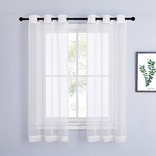 NICETOWN Ivory Voile Sheer Window Curtains 37x63 Inches, Pack of 2 - Grommet Panel for Living Room & Bedroom