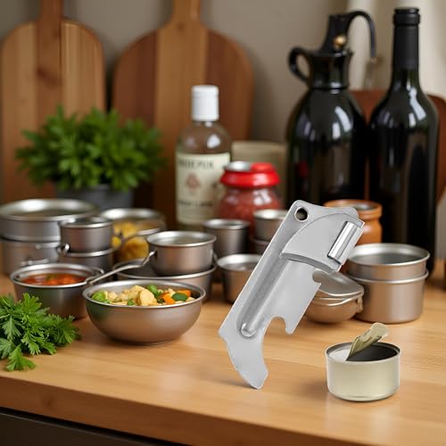 Tustao Stainless Steel Folding Can Opener and Bottle Opener Keychain