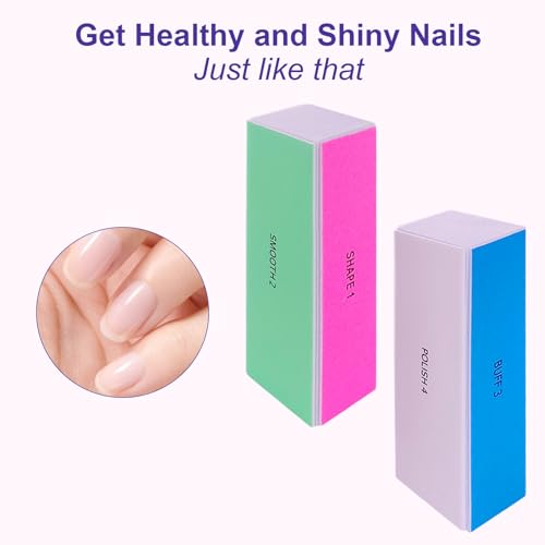 HomeyEra 4 Way Nail Buffer Block Set, 4-Pack Multi-Grit Nail Shine Polishers for Natural and Acrylic Nails