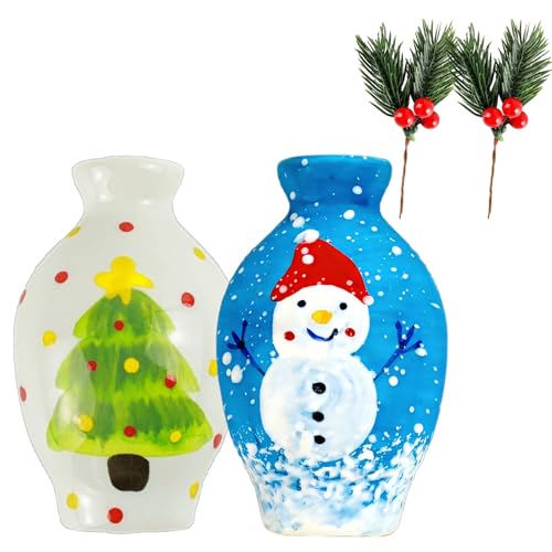 3-Inch Ceramic Flower Vase Magnets for Fridge - Handmade Art