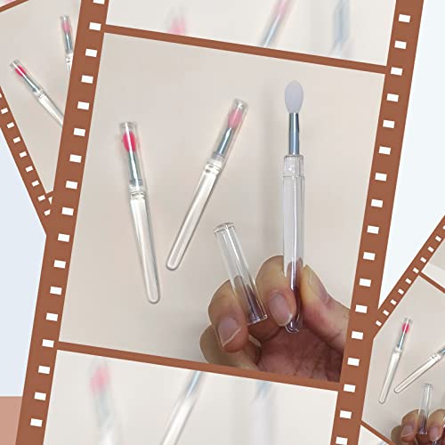 Silicone Lip Brush Set 4 Pcs Pink Lip Gloss Wands with Cap