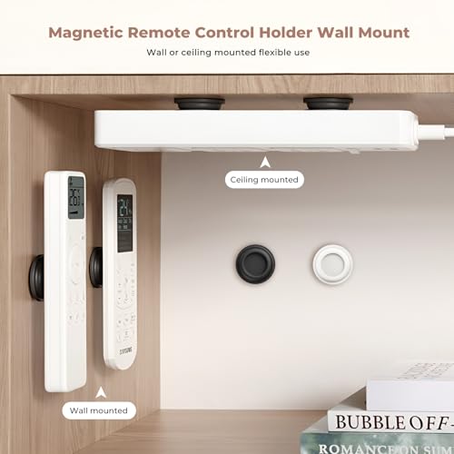 UMUST Black Magnetic Remote Control Holder - 4Pcs Adhesive Wall Mount Organizer for TV & AC Remotes