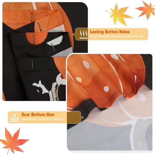 Orange Pumpkin Shower Curtain - 72x72 Waterproof Fall Bathroom Decor