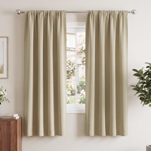 NICETOWN Thermal Insulated Room Darkening Curtains, Cocoa Eggnog, 42"W x 63"L (Pack of 2)