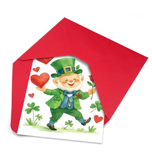St. Patrick's Day Greeting Cards Assorted Retro Green Blank Notes with Envelopes