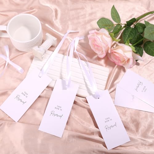 Reserved Seating Chair Signs - 12pcs White Wedding Decor with Ribbons