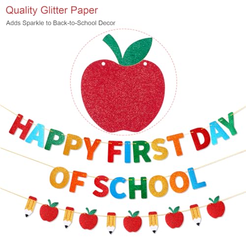 Happy First Day of School Banner, Classroom and Home Decor