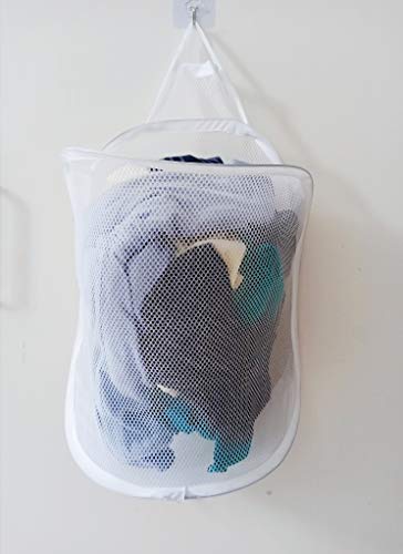 Small Hanging Mesh Laundry Hamper - Space-Saving Portable Basket