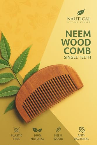 Neem Wood Hair Comb Half Moon Design 2-Pack