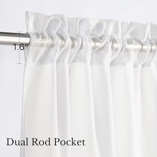 NICETOWN Beige Sheer Curtains, 42"W x 63"L Light-Filtering Panels (Set of 2)