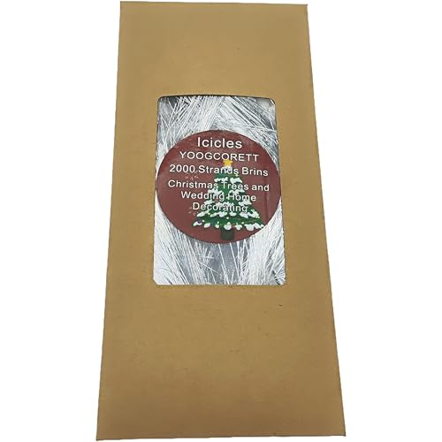 Iridescent Silver Tinsel Icicles - 2000 Strands, 18 Inch