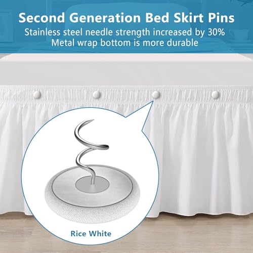 Linen Bed Skirt Twist Pins - 12 Pack, Rice White