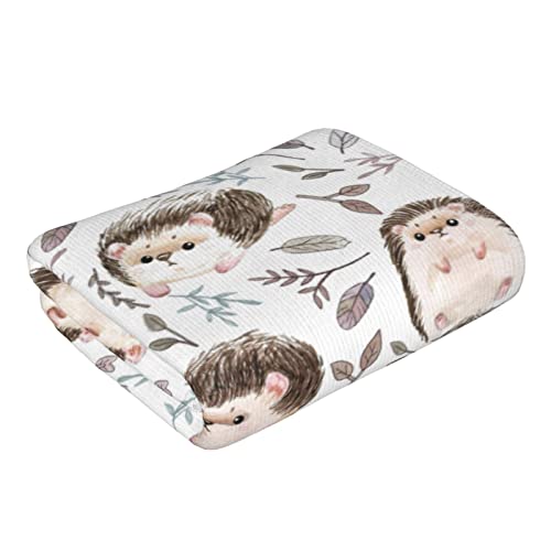 Ohiokwei White Hedgehog Pattern Hand Towels 27.5x15.7 Inches Ultra Soft & Absorbent