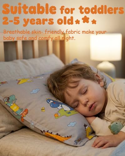 ALVABABY Toddler Pillowcases 13x18, Soft Cotton Dinosaur & Animal Print (2 Pack)