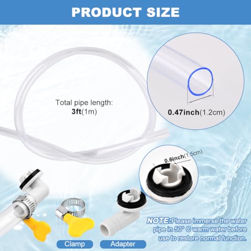 3Ft Universal Air Conditioner Drain Hose Kit with Connectors & Clamps - Clear, Yellow, Grey