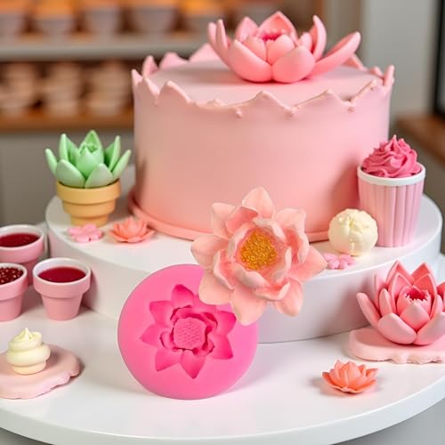 3D Flower Lotus Silicone Mold for Cake Toppers & Crafts