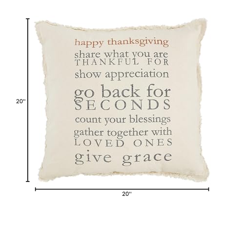 Mud Pie Square Holiday Rules Pillow, Thanksgiving, 20" x 20"