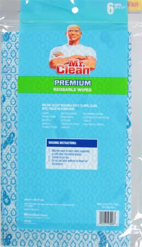 Mr. Clean Premium Reusable Multi-Purpose Wipes - Eco-Friendly & Absorbent, 6 Count