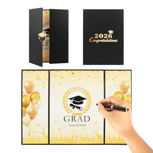 2026 Graduation Guest Book - Black & Gold Sign-In Book