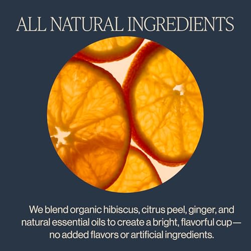 Rishi Tea Tangerine Hibiscus Herbal Tea Bags - Organic, Caffeine Free, 30 Count