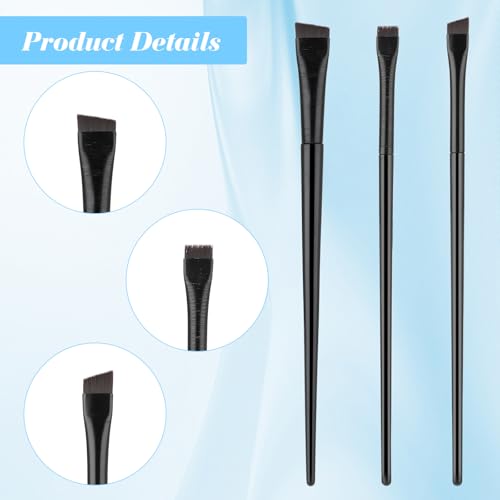 Bremorou 3 Pcs Angled Eyebrow & Eyeliner Brush Set - Black