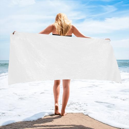 Solid White Custom Beach Towel 30x60 Inch with Photos & Text - Personalized Gift