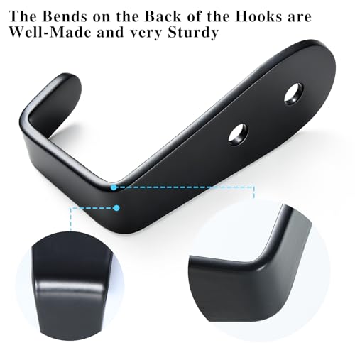 IBERDE Black Heavy Duty Stainless Steel Wall Hooks 8 Pack - Coat, Key, Garage Storage