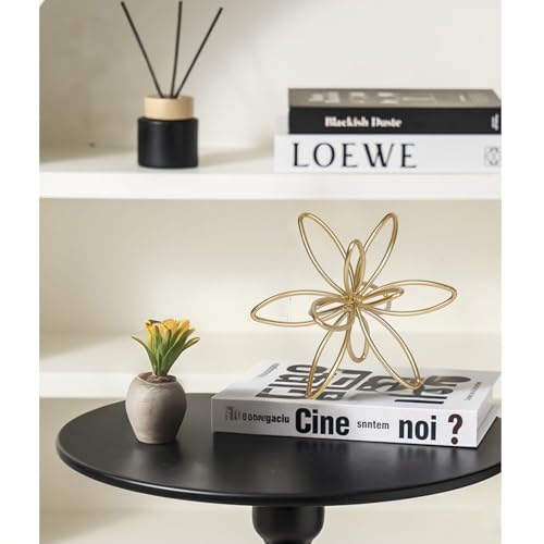 Modern Gold Metal Flower Sculpture | Geometric Abstract Decor