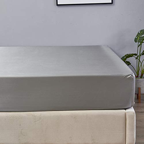 Luxury Satin Fitted Sheet – Soft Silky Bed Sheet for Twin Size (Grey)