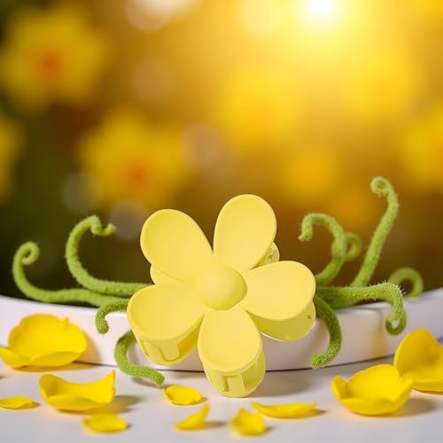 ZLmoue Yellow Flower Hair Claw Clips Anti-Scratch Strong Hold Jaw Clips