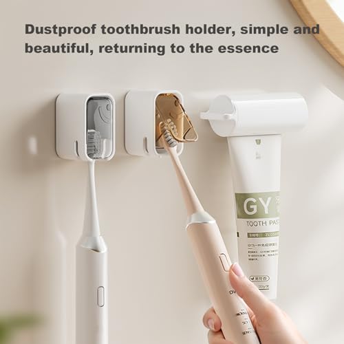 ROOM127 Wall Mounted Toothbrush Holder Set with Dispenser - Gray