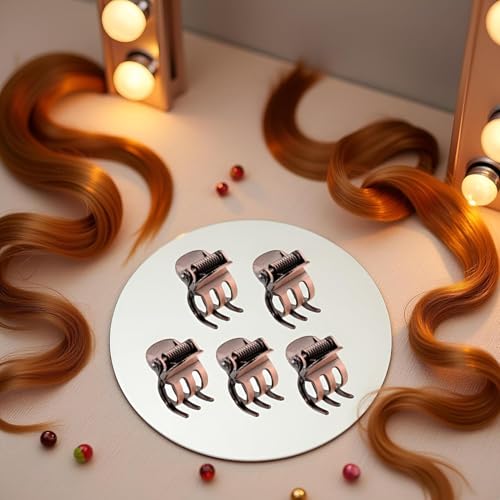 5-Piece Mini Metal Hair Claw Clips with Pearl Accents for Styling