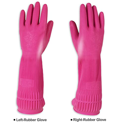 Mamison Premium Natural Latex Kitchen Rubber Gloves - Large