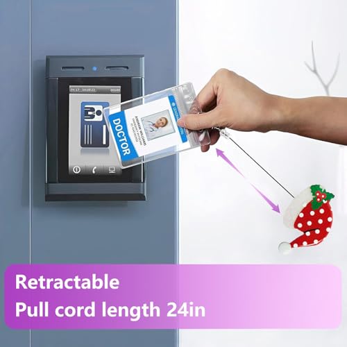 Santa Hat Badge Reel Holder - Retractable Christmas Badge Holder for Nurses & Medical Staff with Alligator Clip & 24-Inch Nylon Cord