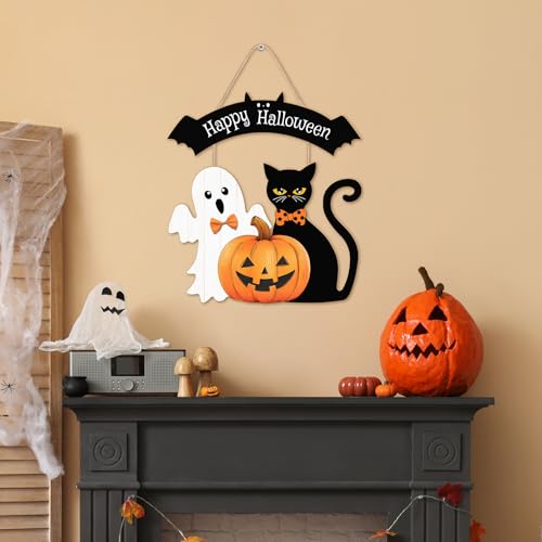 Halloween Wooden Hanging Welcome Sign for Front Door - Festive Decor