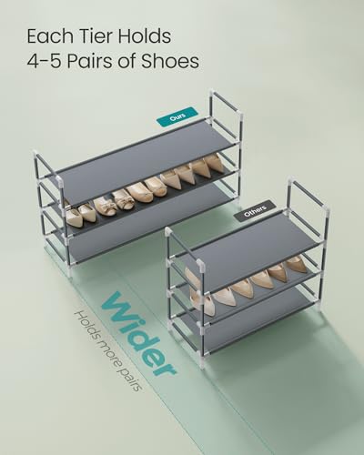 SONGMICS 3-Tier Slim Shoe Rack for Hallway & Closet, Grey