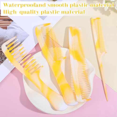 Qulkws 4-Piece Yellow Hair Comb Set for Styling, Detangling and Braiding