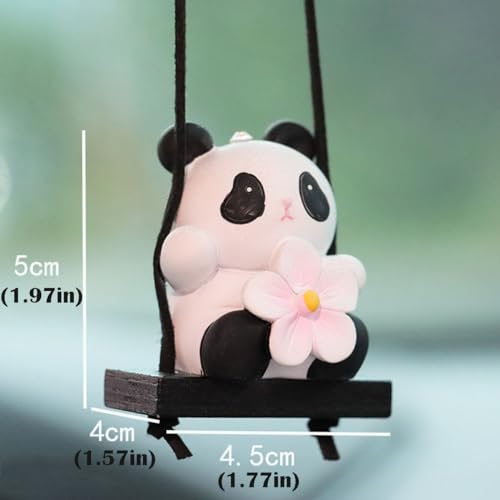 Panda Swinging Cartoon Animal Car Hanging Ornament - Cute Rear View Mirror Pendant