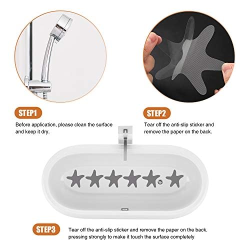 Secopad Starfish Anti-Slip Bathtub Stickers, 24PCS, Grey with Scraper