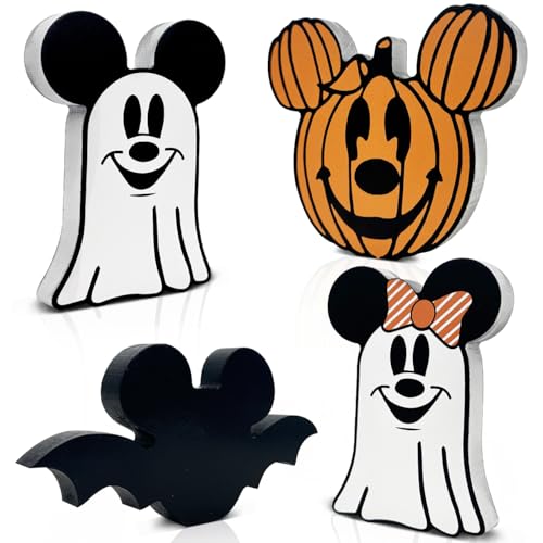 Cute Halloween Mouse Table Decorations - 4pcs Wooden Set