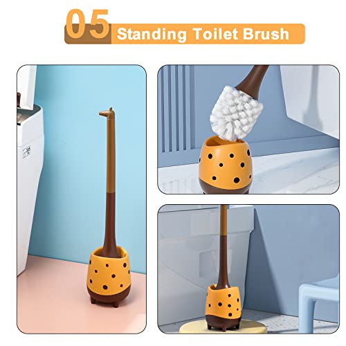 Giraffe-Shaped Toilet Brush and Holder Set - 360° Cleaning
