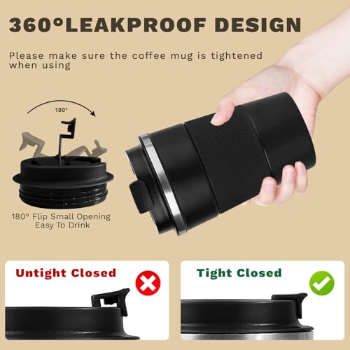 12oz Vacuum Insulated Stainless Steel Travel Coffee Mug - Leak Proof