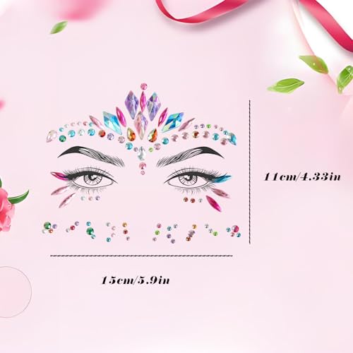 NovaPuff 3 Sets Music Festival Face Rhinestones & Gem Stickers