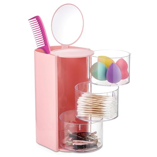 3-Layer Rotatable Hair Accessories Organizer - Pink Hair Brush Holder
