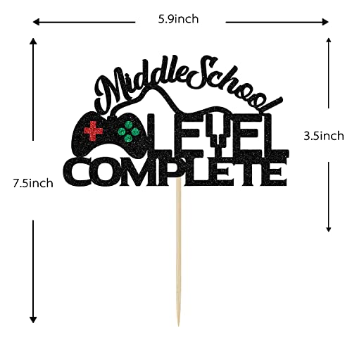 Black Glitter Middle School Graduation Cake Topper - Class of 2026