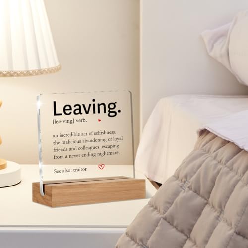Leaving Definition Acrylic Sign - Going Away & Retirement Gift for Coworker