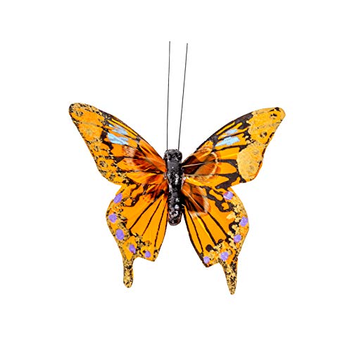 Feather Butterfly Picks Set of 12 Floral & Craft Decorations
